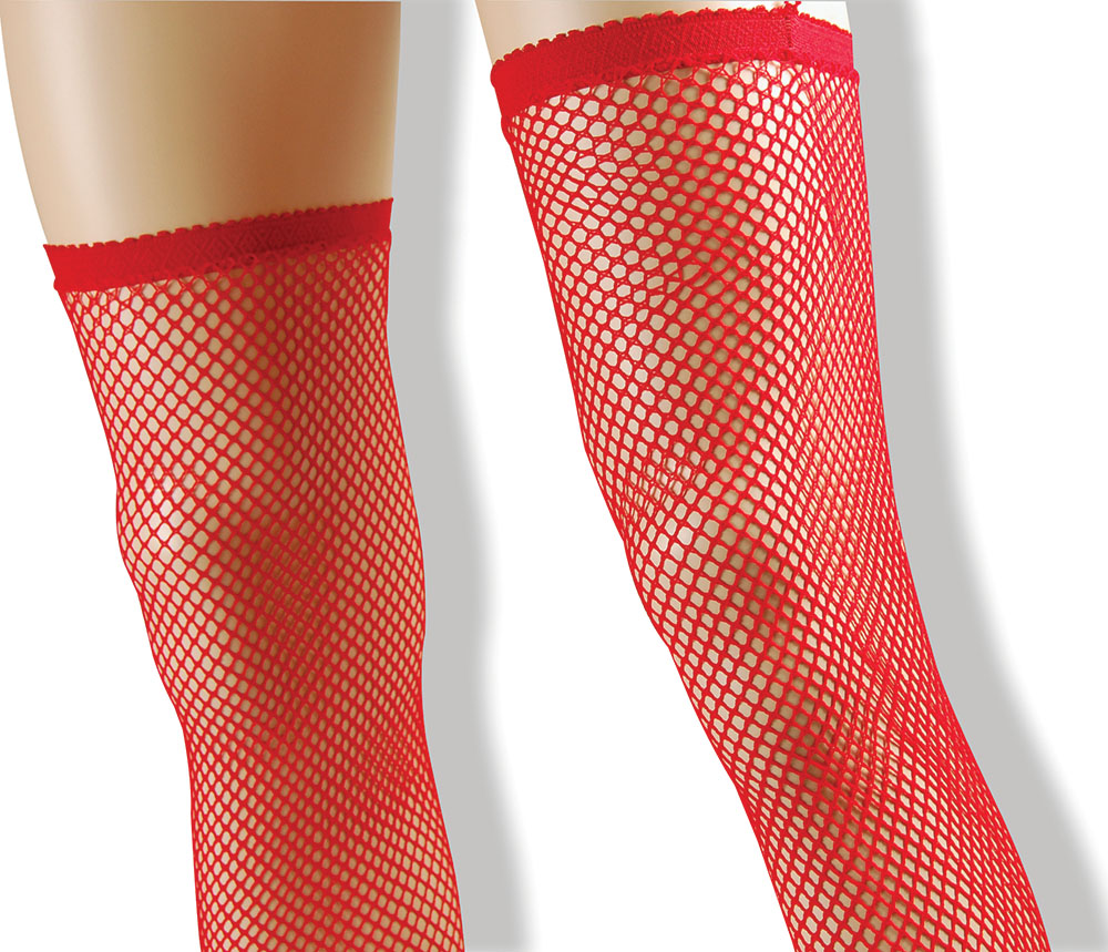 Fishnet Stockings. Red